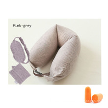 Comfortable Breathable Machine Washable Neck Pillow with Eye Mask Ear plug for Airplane Travel